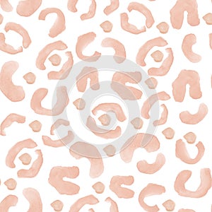 Pink leopard spots watercolor seamless pattern