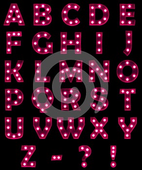 Pink letter set for signs with lamps