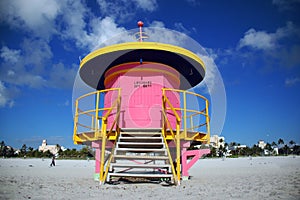 Pink Lifeguard Tower in South Beach