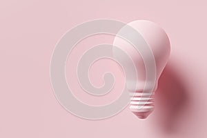 Pink light bulb on pink background. 3D rendering. Creative thinking, idea, innovation and inspiration concept