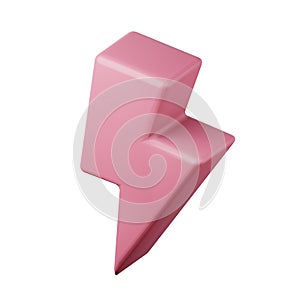Pink lightning bolt high quality 3D render illustration icon.