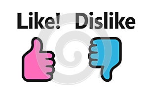 Pink Like and blue Dislike