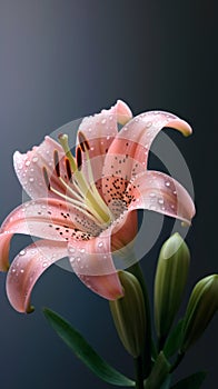 Pink lily flower macro photo dark blurred wallpaper background