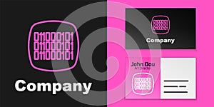 Pink line Binary code icon isolated on black background. Logo design template element. Vector