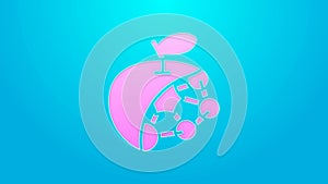 Pink line Biological structure icon isolated on blue background. Genetically modified organism and food. 4K Video motion