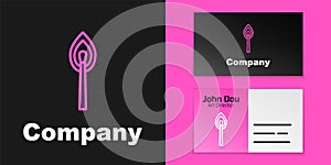 Pink line Burning match with fire icon isolated on black background. Match with fire. Matches sign. Logo design template