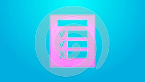 Pink line Car inspection icon isolated on blue background. Car service. 4K Video motion graphic animation