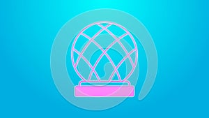 Pink line Montreal Biosphere icon isolated on blue background. 4K Video motion graphic animation