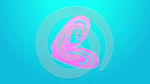 Pink line Mussel icon isolated on blue background. Fresh delicious seafood. 4K Video motion graphic animation