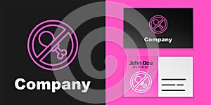 Pink line No meat icon isolated Pink line background. No fast food allowed - vegetarian food. Logo design template