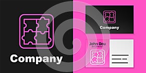 Pink line Solution to the problem in psychology icon isolated on black background. Puzzle. Therapy for mental health