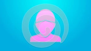 Pink line Vandal icon isolated on blue background. 4K Video motion graphic animation