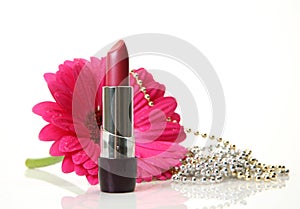 Pink lipstick and flower