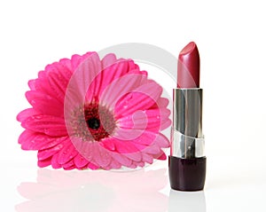 Pink lipstick and flower