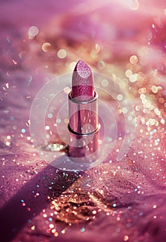 Pink Lipstick With Gold Flecks photo