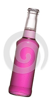 Pink liquid bottle studio shot isolated on white