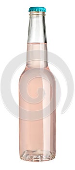 Pink liquid in glass bottle