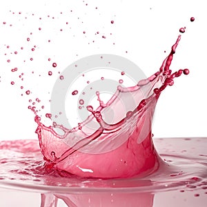 Pink Liquid Splash Isolated on White Background