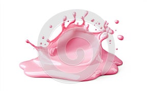 Pink Liquid Splash Isolated on White