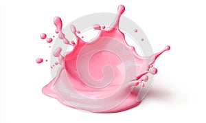 Pink Liquid Splash Isolated on White