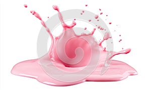 Pink Liquid Splash Isolated on White
