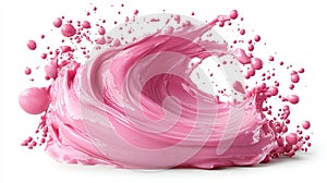 Pink liquid splash wave isolated on white background