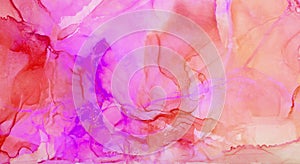 Pink liquid watercolor paint splash texture effect illustration for card design, modern banners, ethereal graphic design