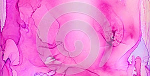 Pink liquid watercolor paint splash texture effect illustration for card design, modern banners, ethereal graphic design