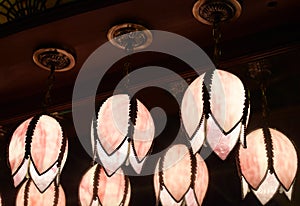 Pink Lit Retro Light Fixtures