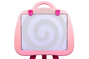 Pink litter whiteboard for kid on white background or isolated