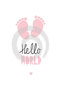 Pink Little Baby Feet Vector Illustration.