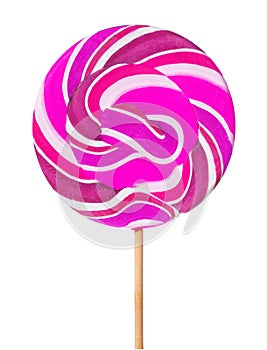 Pink lollipop isolated on white