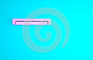 Pink Long luminescence fluorescent energy saving lamp icon isolated on blue background. Minimalism concept. 3d