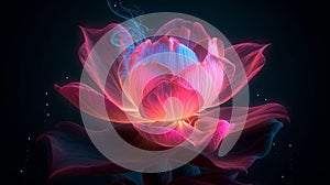Pink lotus bio luminescence phosphor illusion neon generative AI