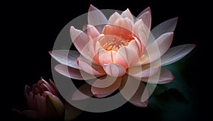 Pink lotus flower head reflects elegance and beauty generated by AI