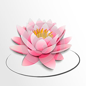 Pink lotus flower. Paper cutout