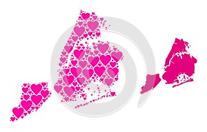 Pink Love Collage Map of New York City