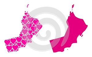 Pink Love Collage Map of Oman