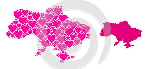 Pink Love Collage Map of Ukraine