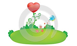 Pink love heart tree vector illustration for design