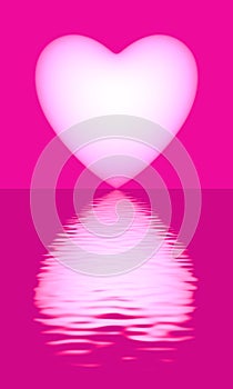 Pink love heart water reflection