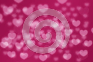 Pink love hearts bokeh blurred background