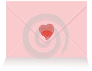 Pink love letter with red heart sticker