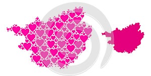 Pink Love Mosaic Map of Guangxi Zhuang Region