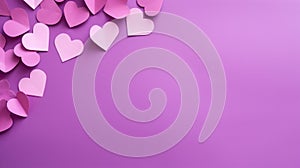 Pink love paper with copy space in the purple background