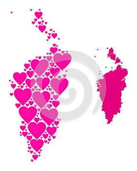 Pink Love Pattern Map of Krasnoyarskiy Kray