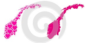 Pink Lovely Collage Map of Norway