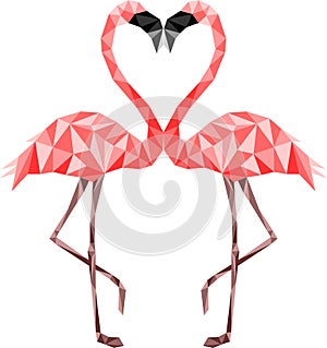 Pink low poly flamingos in love. Web secure colors