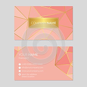 Pink luxury geometric business card template