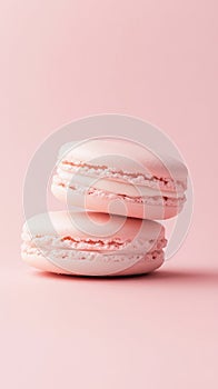 Pink macarons on a soft pink background